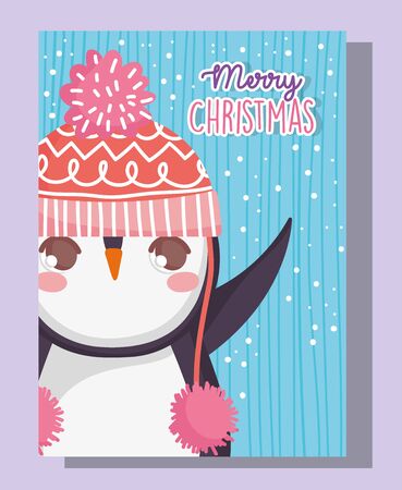 cute penguin happy merry christmasのイラスト素材