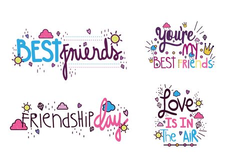 handwritten messages white background set of calligraphy colored vector illustrationのイラスト素材