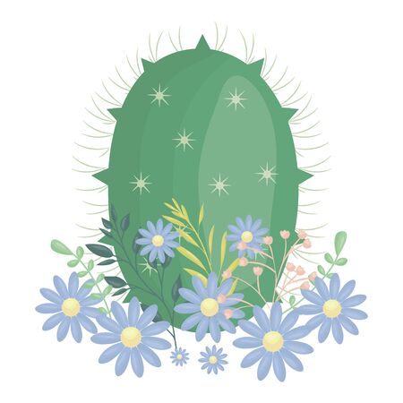 exotic cactus plant with floral crown vector illustration designのイラスト素材