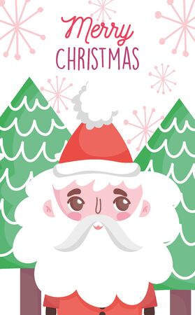 cute santa claus tree happy christmas tags vector illustrationのイラスト素材