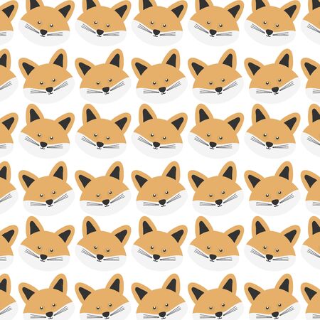 cute fox woodland pattern backgroundのイラスト素材