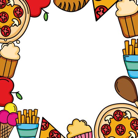 delicious and nutritive food menu frame vector illustration designのイラスト素材