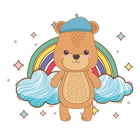 Bear cartoon with hat designのイラスト素材