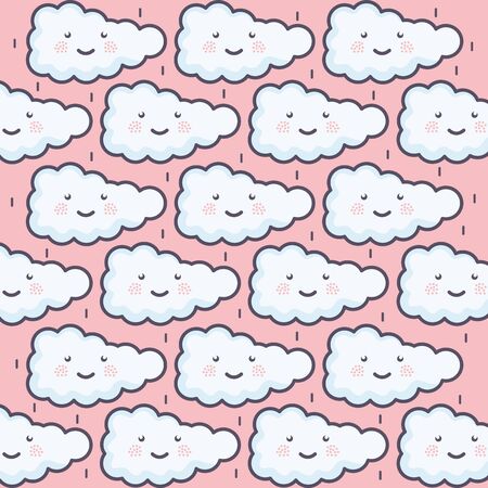 clouds sky weather kawaii characters pattern vector illustration designのイラスト素材