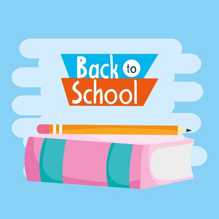 back to school education pencil on book supplies stationery vector illustrationのイラスト素材