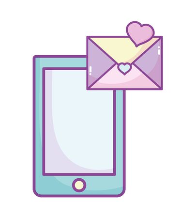 happy valentines day, smartphone envelope message heart loveのイラスト素材