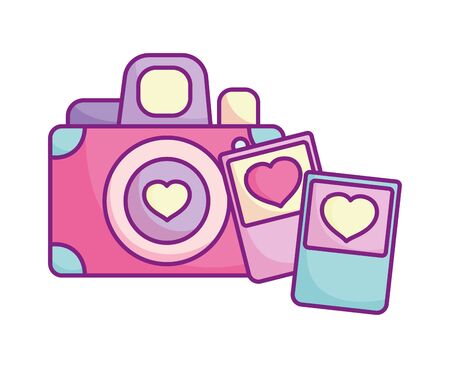 happy valentines day, photo camera heart love icon vector illustrationのイラスト素材