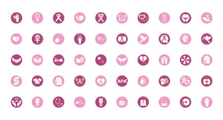 breast cancer awareness block icons set vector illustrationのイラスト素材