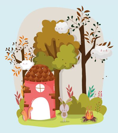 hello autumn season flat designのイラスト素材