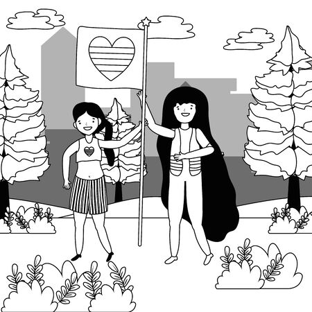 Women supporting lgtbi march design vector illustrationのイラスト素材