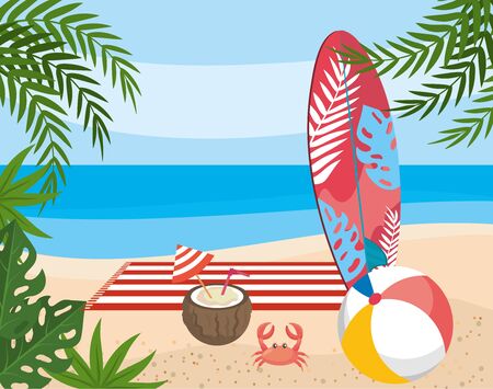 Summer and vacation icon set designのイラスト素材