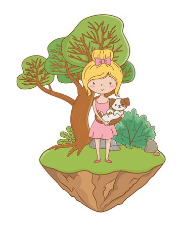 Girl with dog cartoon designのイラスト素材