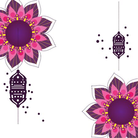 Mandales with lanterns of bohemic conceptのイラスト素材