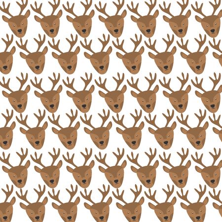 cute reindeer heads pattern background vector illustration designのイラスト素材