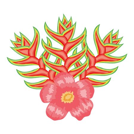 exotic and tropical flower and heliconias vector illustration designのイラスト素材
