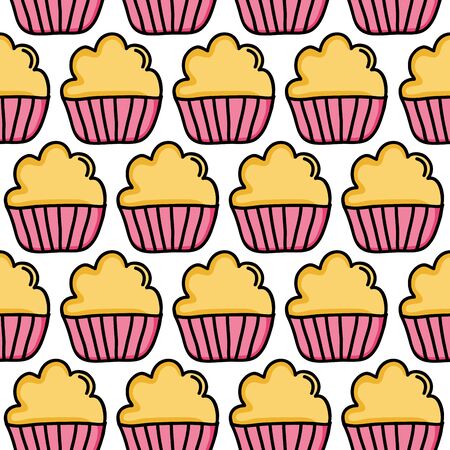 sweet cupcakes pastry bakery pattern vector illustration designのイラスト素材