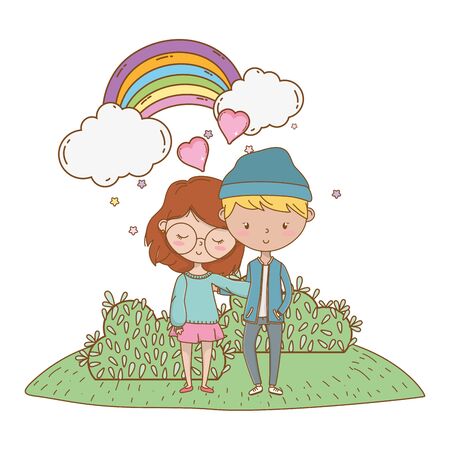 Teenager boy and girl design, person portrait young youth student and teen theme Vector illustrationのイラスト素材