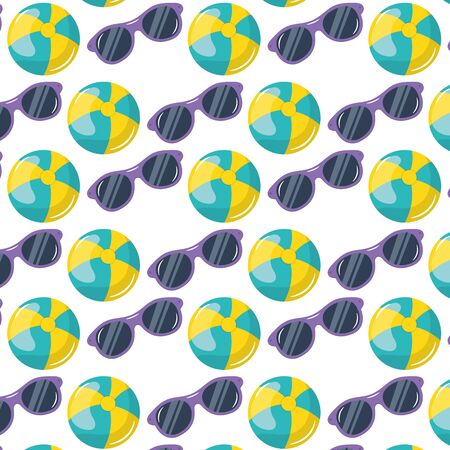 balloons beach and sunglasses pattern vector illustration designのイラスト素材