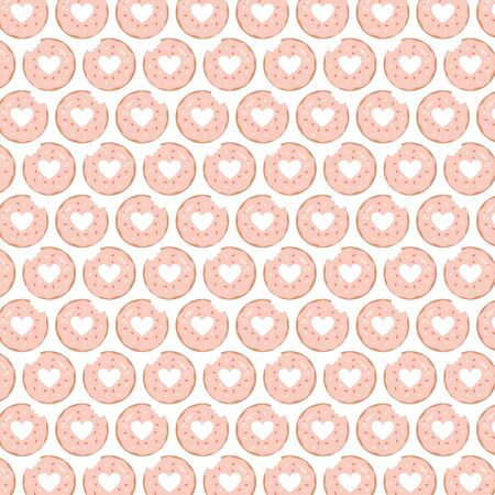 happy valentines day bite sweet donut heart love vector illustrationのイラスト素材