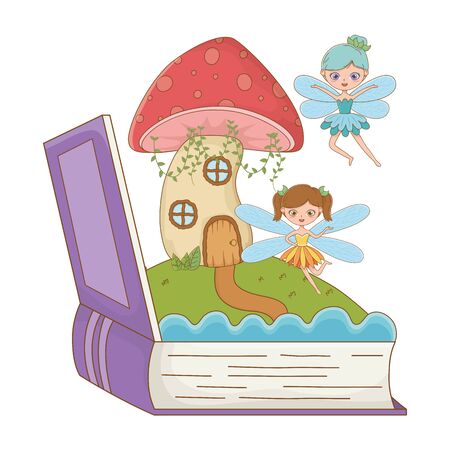 Book and character design, Fairytale history medieval fantasy kingdom tale game and story theme Vector illustrationのイラスト素材