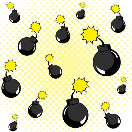 Pop art bomb background cartoons patternのイラスト素材