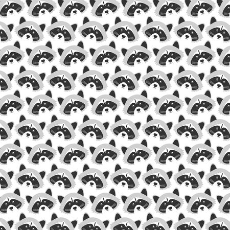 cute raccoons woodland pattern background vector illustration designのイラスト素材