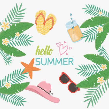 hello summer poster set iconsのイラスト素材