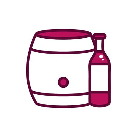 wine bottle and barrel celebration drink beverage icon vector illustration line and filledのイラスト素材