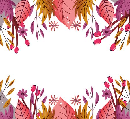 autumn foliage leaves decoration frame white backgroundのイラスト素材