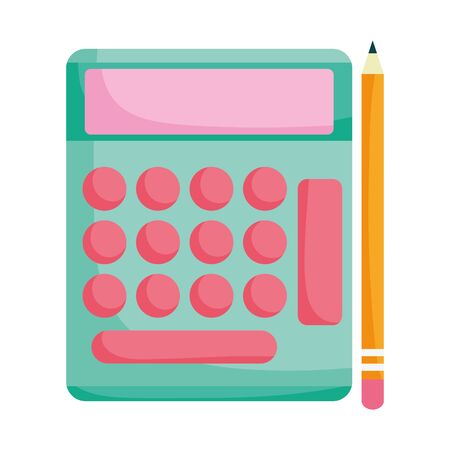 back to school education calculator and pencil supplies vector illustrationのイラスト素材