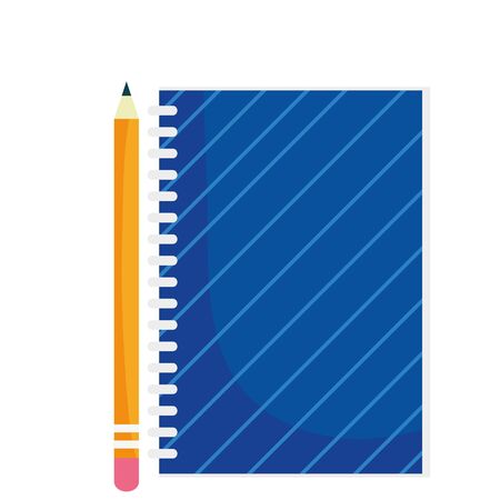 back to school education notepad and pencil suppliesのイラスト素材