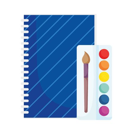 back to school education notebook with spiral and palette color artisticのイラスト素材
