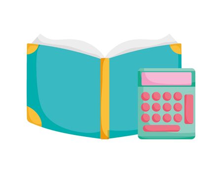 back to school education open book and calculator mathematics supplyのイラスト素材
