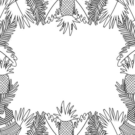 Summer and tropical leaves frame design, Nature plant botany tree and decoration theme Vector illustrationのイラスト素材