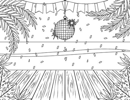 Palm trees wood sea and party designのイラスト素材