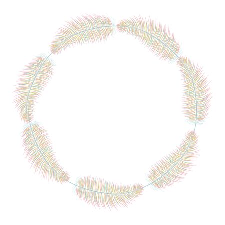circular bohemian frame with feathersのイラスト素材