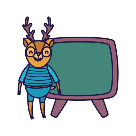 back to school education deer with chalkboard outdoor vector illustrationのイラスト素材