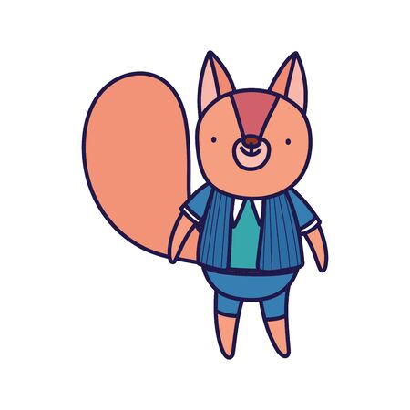 cute squirrel with clothes cartoon character on white background vector illustrationのイラスト素材