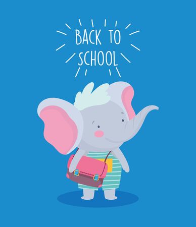 back to school education cute little elephant with backpack vector illustrationのイラスト素材