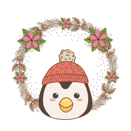 Penguin cartoon with hat designのイラスト素材