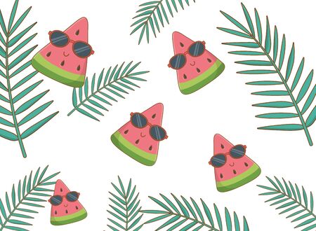 Tropical summer frame with cartoons