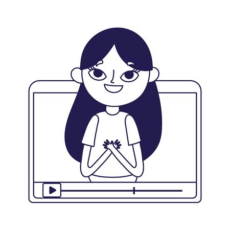 teen girl in screen video blogger social mediaのイラスト素材