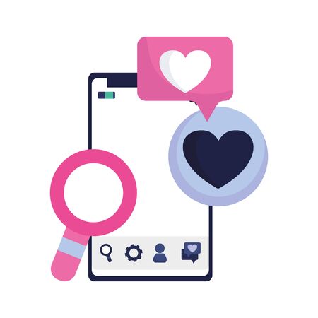 smartphone searching speech bubble love social mediaのイラスト素材