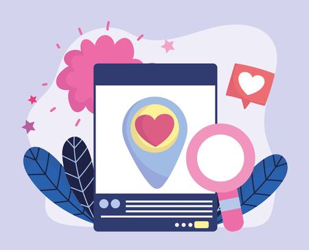 smartphone speech bubble love feeling social mediaのイラスト素材