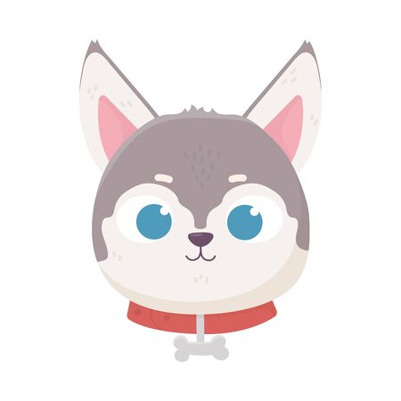 cute face dog collar with bone domestic cartoon animal, petsのイラスト素材