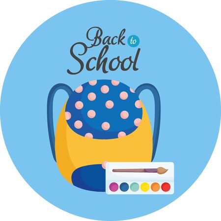 back to school education palette color artistic and backpackのイラスト素材