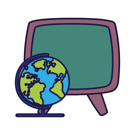 back to school education chalkboard and globe map classのイラスト素材