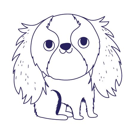 funny dog domestic sitting cartoon pets lineal designのイラスト素材