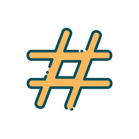 hashtag sign network social media line and fill vector illustration
