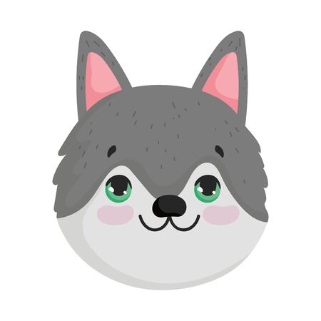 cute dog face little mascot cartoon character pets vector illustrationのイラスト素材